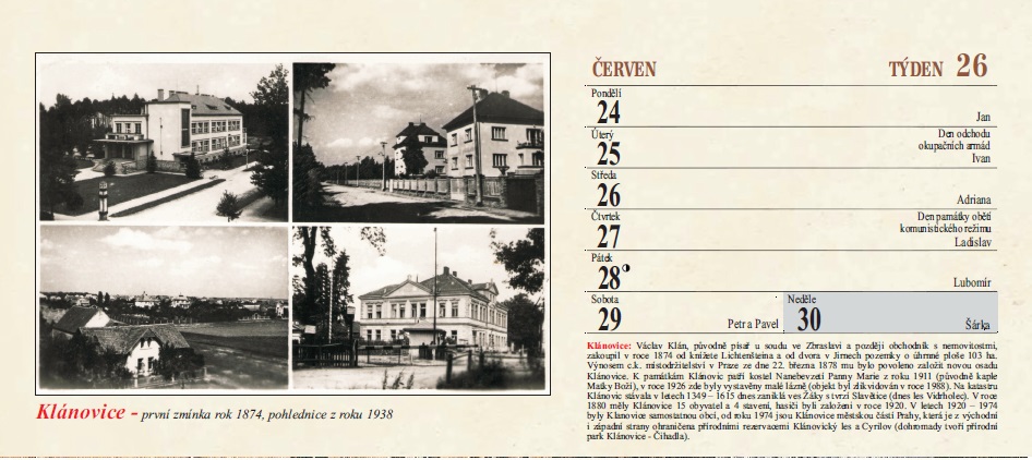 kalendář okolí Prahy - východní část 2026