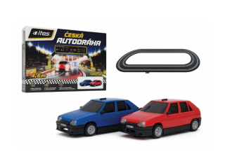 Základní set autodráha ITES - model SRC 2 auta Favorit (modrá/červená) 1:28 , délka 4,2m