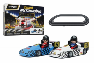 Základní set autodráha ITES - model SRC 2 auta IGZ Igráček, (modrá, bílá) 1:18 , délka 4,2m
